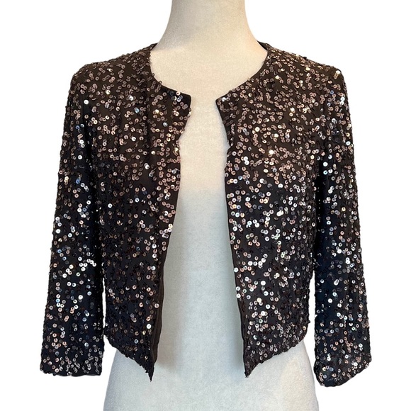 silence + noise Sweaters - Silence + Noise silver and dark grey sequin shrug, size S